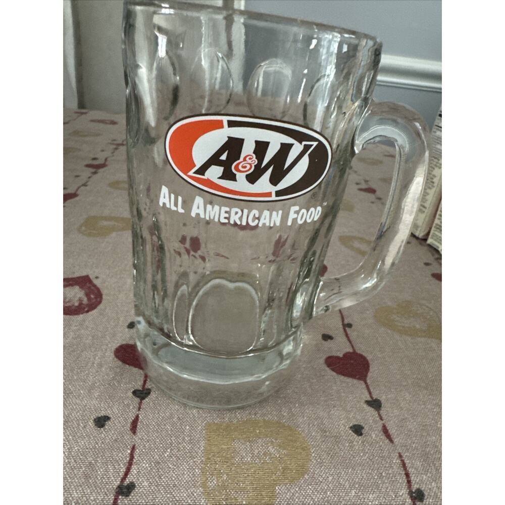 Vintage A&W Logo All American Food Large Glass AW Root Beer Mug